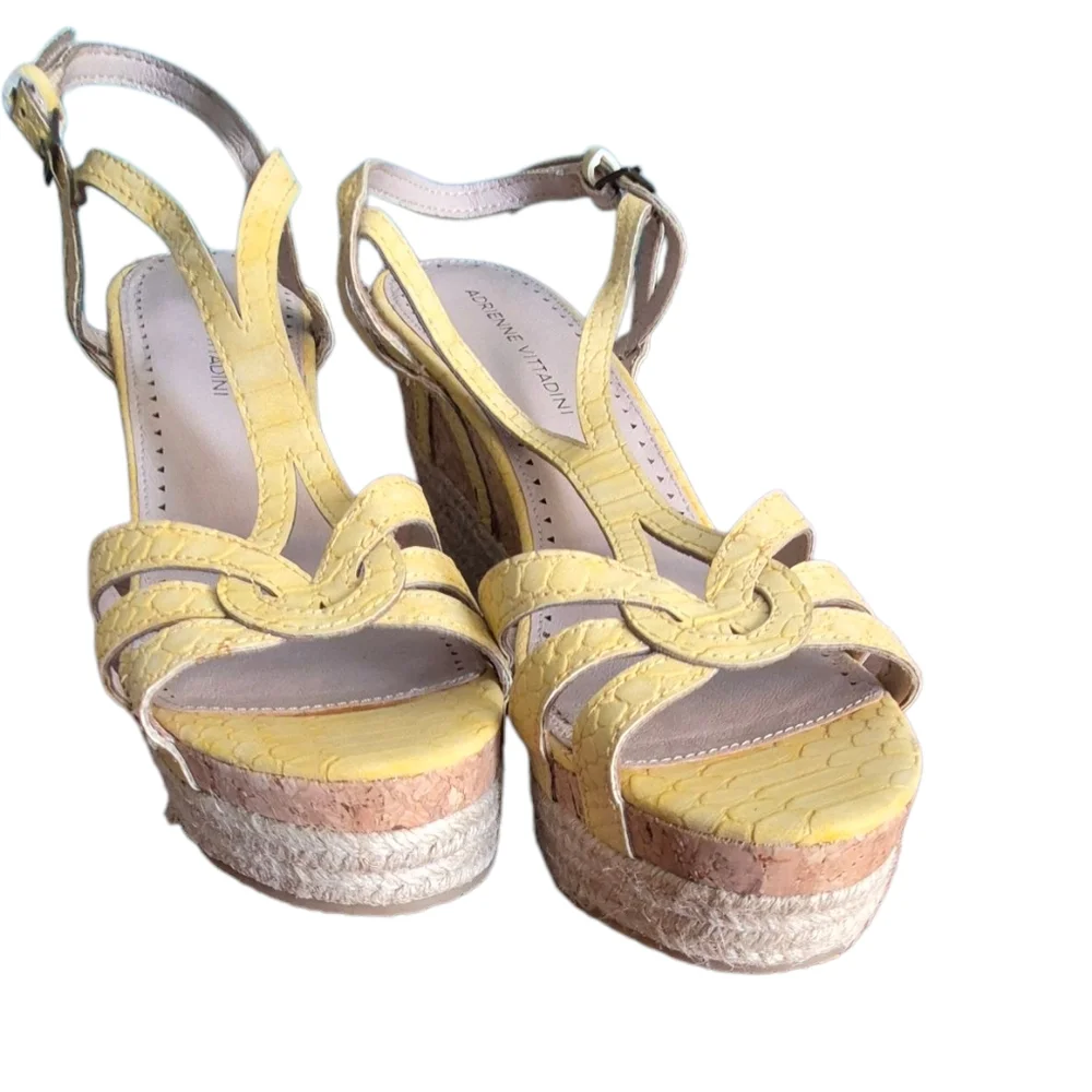 Adrienne Vittadini Yellow Platform Espadrilles 9